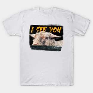 Funny Sheep Design with 'I See You' Text - Unisex Graphic Design T-Shirt